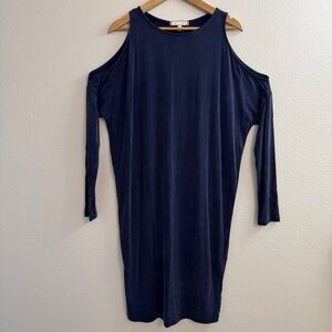 Anthropologie Eri + Ali Navy Blue cocoon cold shoulder midi dress Classic size M